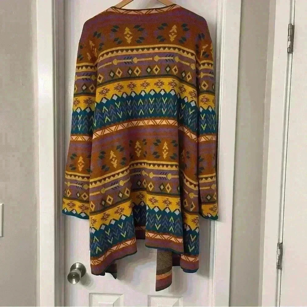 Andree by UNIT - Desert Bohemian Chic -  Open Cardigan - Aztec Knit Western Boho - Picture 2 of 8